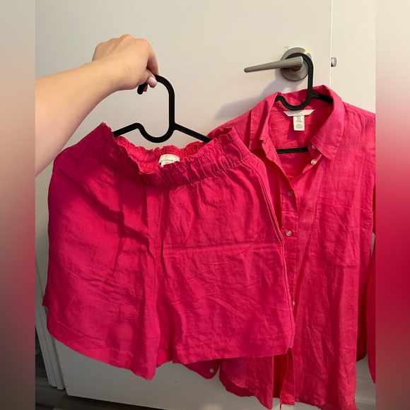 H&M linen/linen blend shirt and shorts - Picture 4 of 4